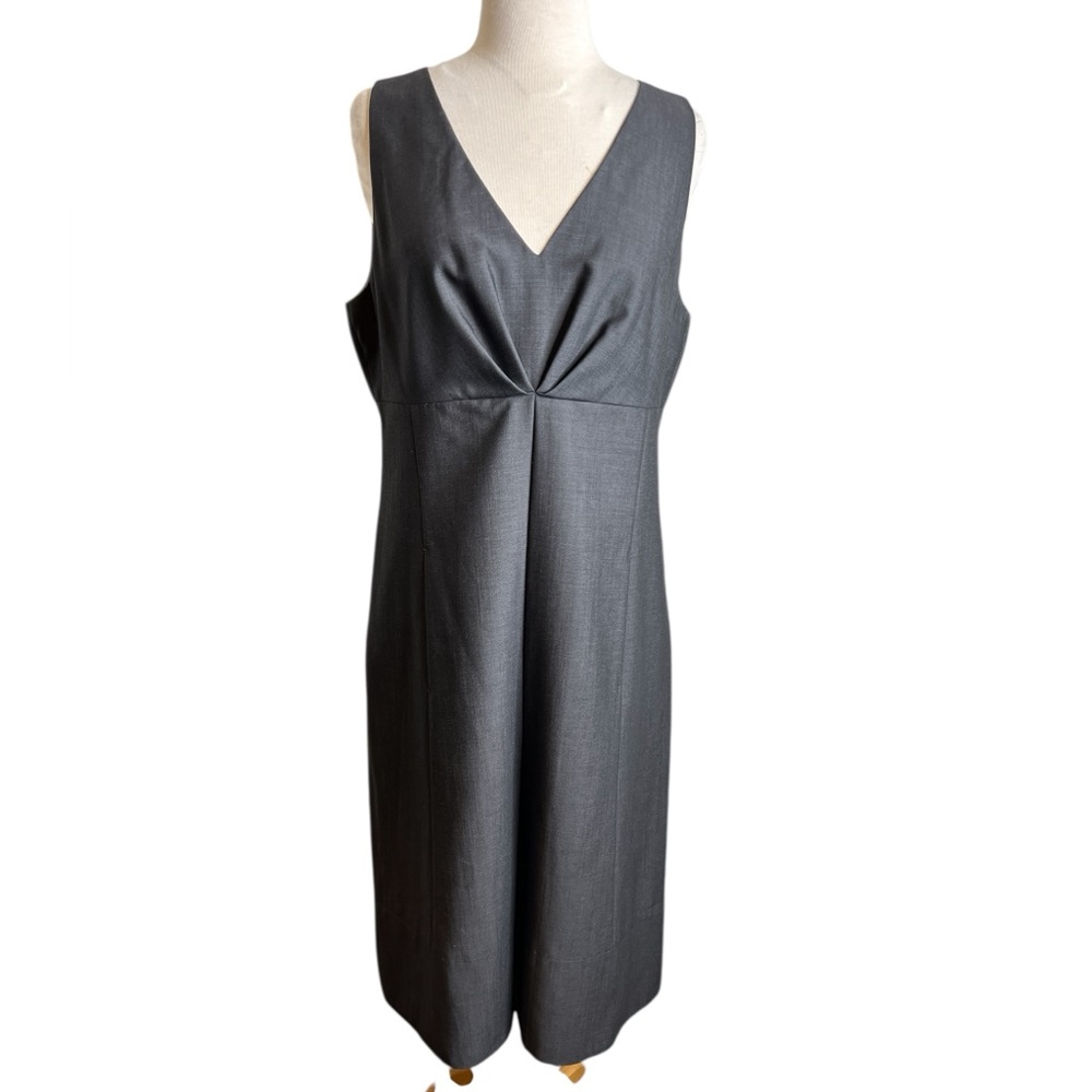 Hugo Boss Black Sleeveless V-Neck Sheath Dress – Midi Length